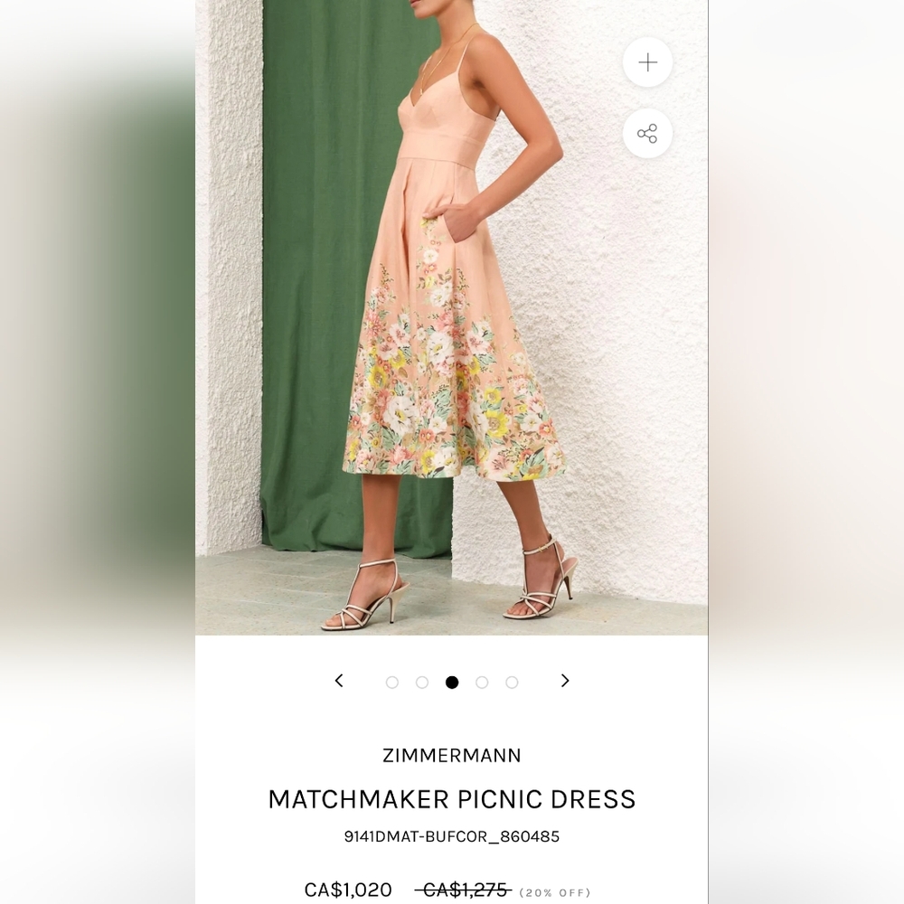 ZIMMERMANN peach linen maxi dress sz 3 (10 US)